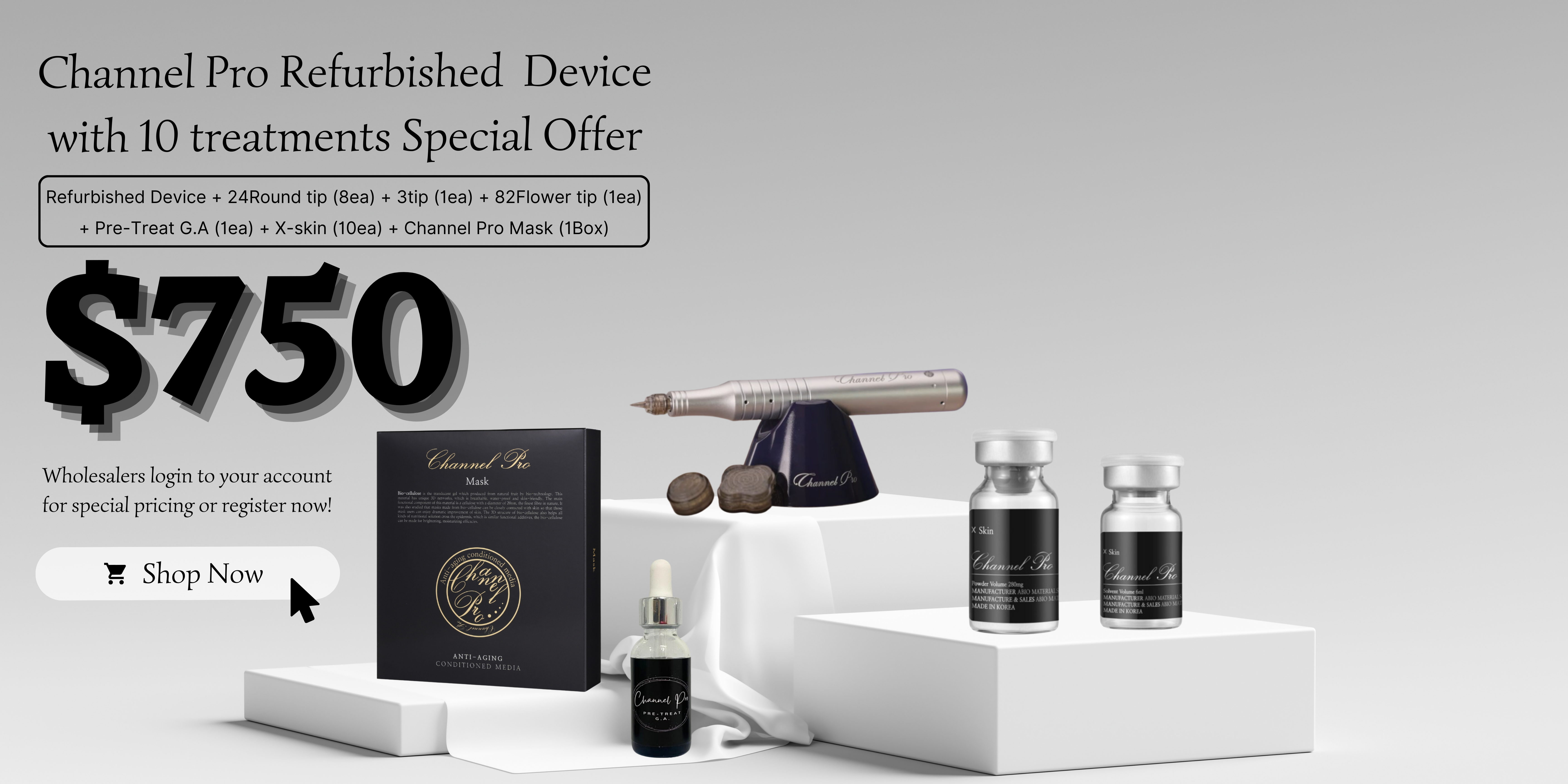 Channel Pro Refurbished 10 Treatment Specials , Microneedling, Anti-aging mask, exosome, pretreatment glycolic acid